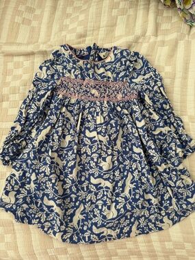 Mini Boden Woodland Dress Blue 2/3T